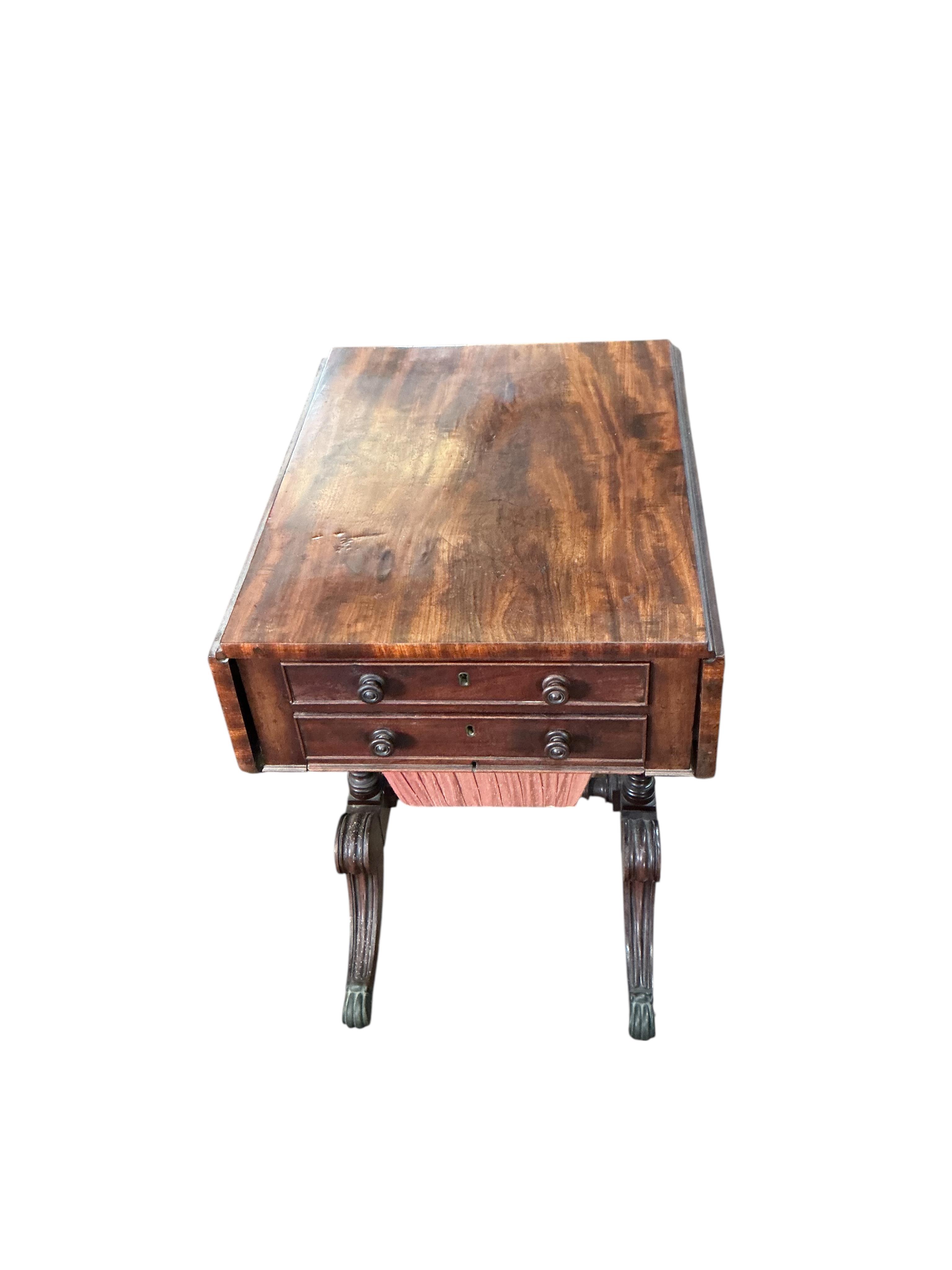 A Regency mahogany drop flap work table, width 48cm, depth 60cm, height 70cm